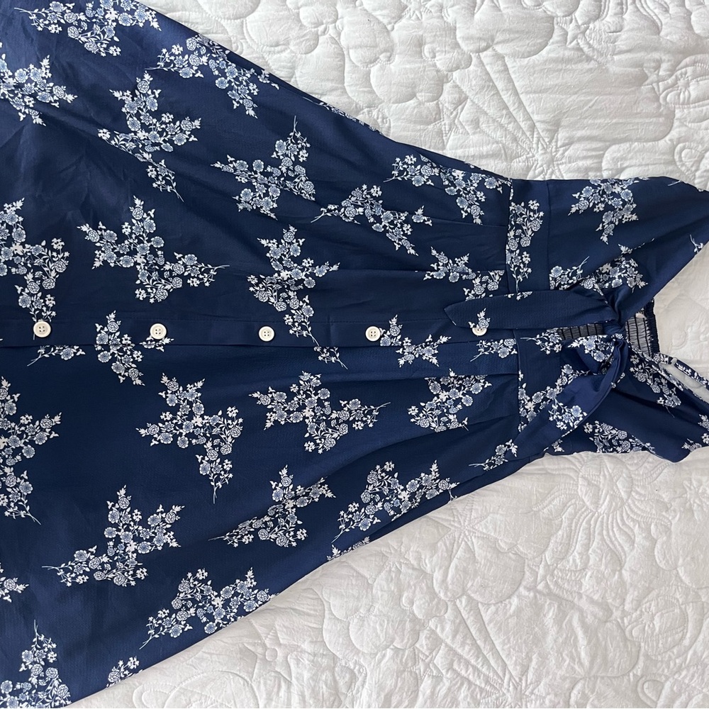 Floral Navy Sleeveless Dress